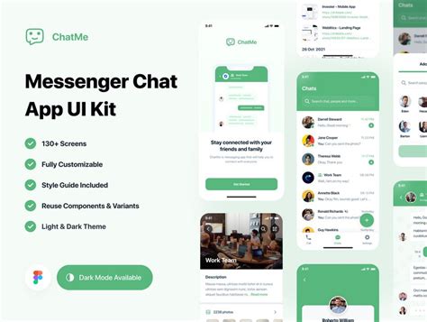 Chatme含130屏Messenger即时聊天APP界面设计UI模板 - 云创源码