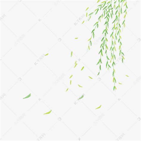 手绘清明节被风吹散的柳叶素材图片免费下载-千库网