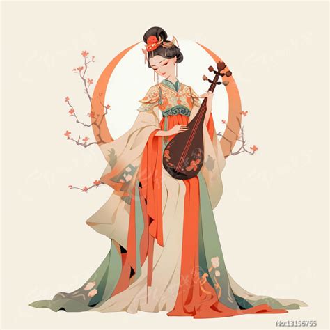 弹琵琶古风头像女生动漫