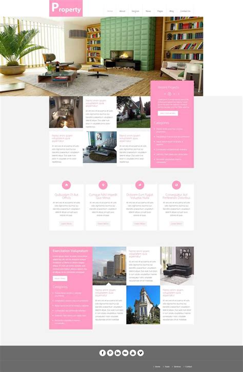粉色HTML5房产交易租赁平台网站模板-17素材网