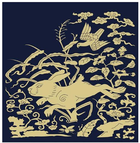 海东青逐兔纹妆金胸背袍-古代丝绸设计素材-图片