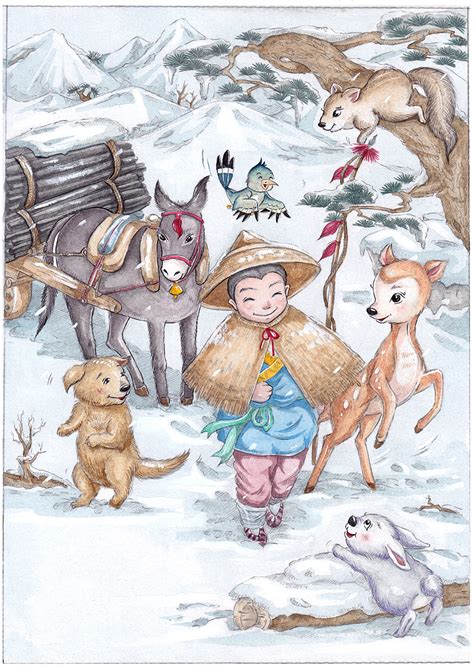 历史典故手绘插画系列之雪中送炭素材图片免费下载-千库网