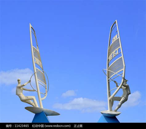青岛奥帆中心帆船运动雕塑 高清图片下载_红动中国