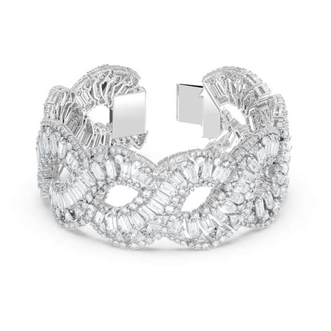 Hyperbola bracelet, Wave, White, Rhodium plated | Swarovski.com