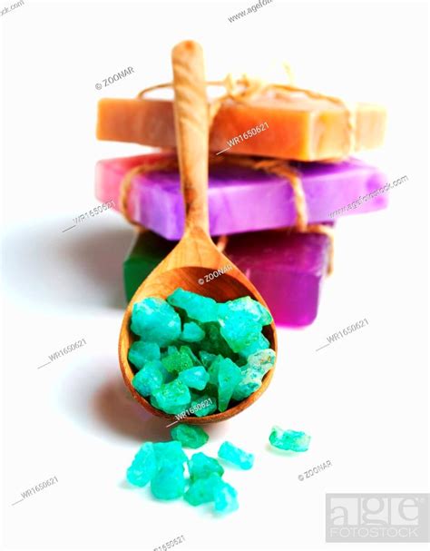Spa setting with natural soap and sea salt, Stock Photo, Picture And ...