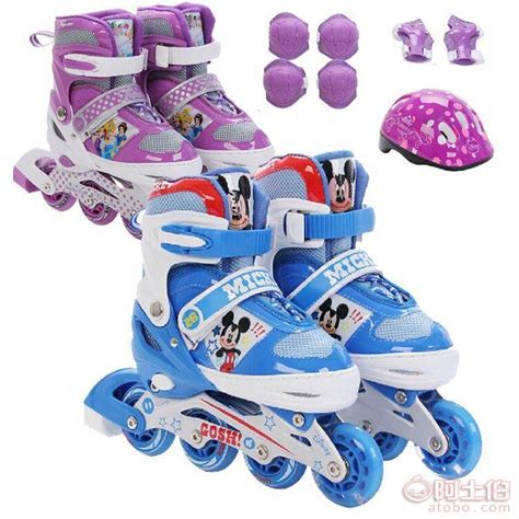 Disney/迪士尼米奇儿童学生男孩女孩直排轮轮滑滑冰旱冰溜冰鞋套装批发41181 _ 大图