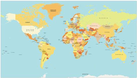 Detailed Map Of World Countries - Glynis Frederique