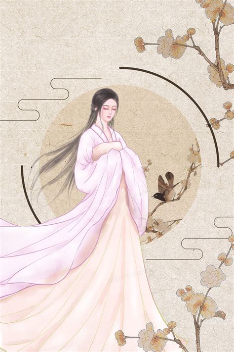 中国风言情小说女主角封面背景背景图片素材免费下载_熊猫办公