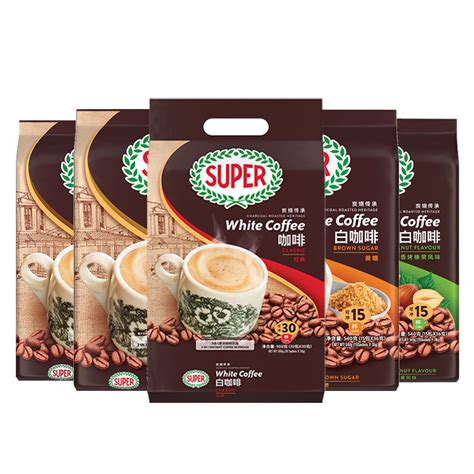马来西亚super超级炭烧原味白咖啡榛果味速溶三合一咖啡无糖配方_虎窝淘