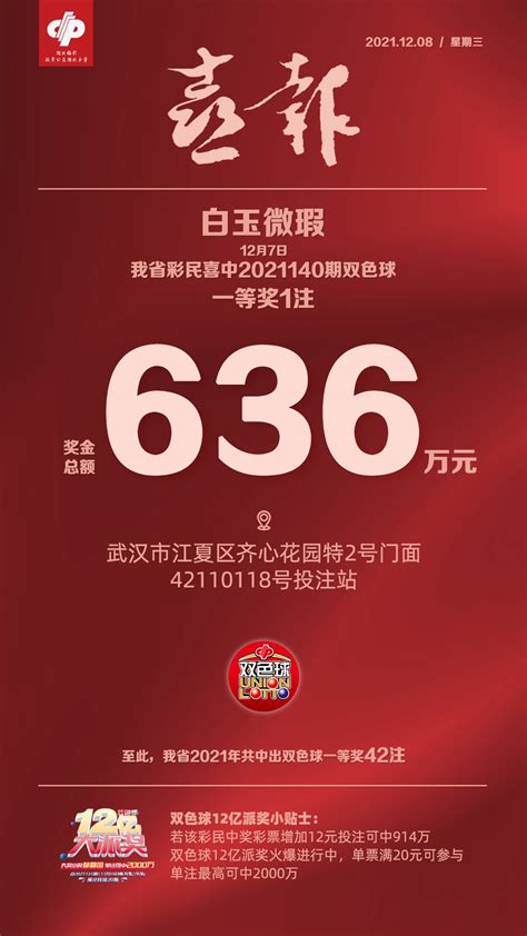 武汉彩民喜中双色球大奖636万元|湖北福彩官方网站