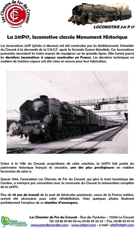Locomotive 241 P 17. Dossier de Presse LOCOMOTIVE 241 P 17 - PDF ...