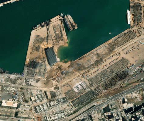 黎巴嫩贝鲁特港爆炸前后影像高清对比@北京亿景图