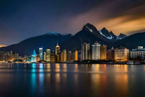 the city skyline at night in hong. AI-Generated 30100972 Stock Photo at ...