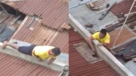 男子爬屋顶偷看女邻居洗澡，女子大声呼喊拍下丑陋行为：快抓人！_腾讯视频