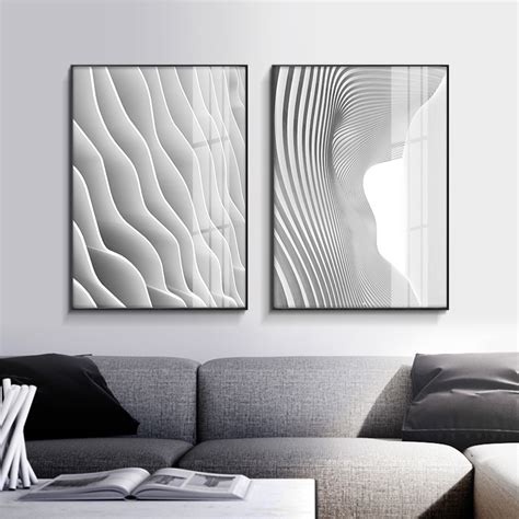 黑白抽象装饰画现代简约客厅沙发背景墙挂画三联北欧极简线条壁画-抽象画-2021美间（软装设计采购助手）