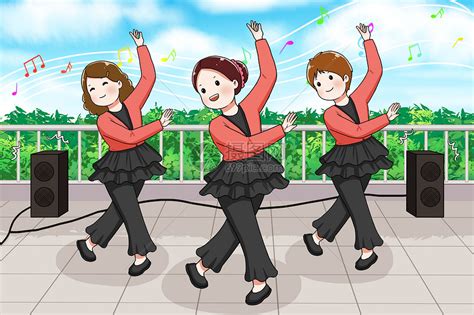 跳广场舞的阿姨插画图片下载-正版图片401767190-摄图网