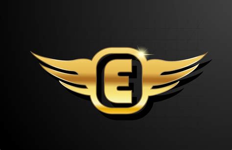 E gold letter logo alphabet for business and company with yellow color ...