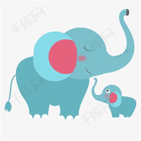 一只小象和它的妈妈高清摄影大图-千库网