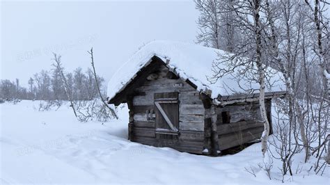 冬天的小木屋高清图片下载-正版图片600144393-摄图网