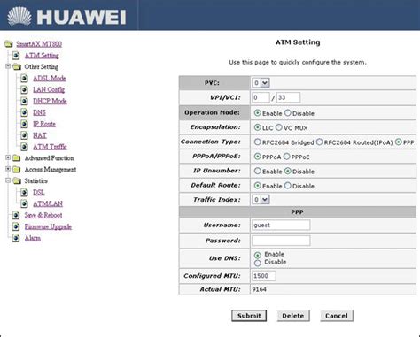 Huawei SmartAX MT800 Router Open Port Instructions