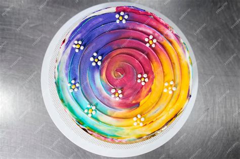 Premium Photo | Top view of a very colorful and ornate round cake lgbt ...