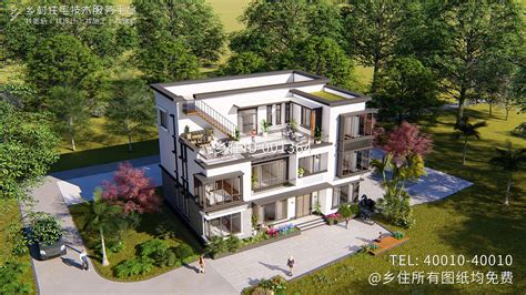 广西梧州范家三层现代别墅设计图纸-免费图库-乡住