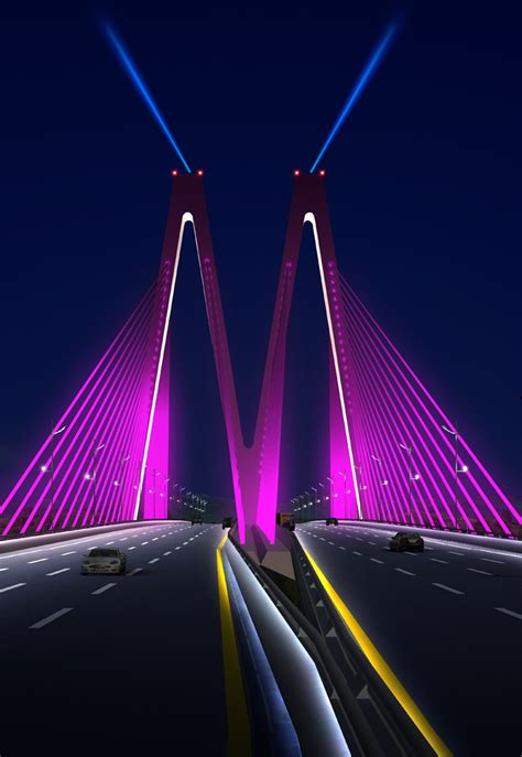 桥梁照明设计——广东省唯一一座双钻石型独塔四索面斜拉桥：河源-景观设计-筑龙园林景观论坛