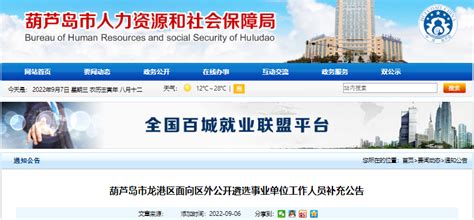 2022年辽宁葫芦岛市龙港区面向区外公开遴选事业单位工作人员补充公告