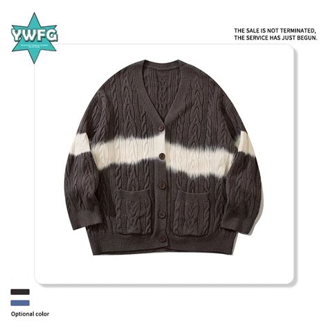 Ywfg Tide Brand Korean Tie-dye V-neck Retro Lazy Wind Loose Winter New ...