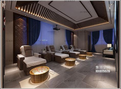 新中式足浴城包厢足疗店3d模型下载-【集简空间】「每日更新」