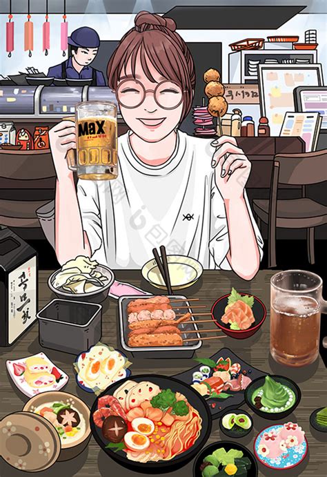 料理日本拉面寿司餐厅酒馆插画图片-包图网