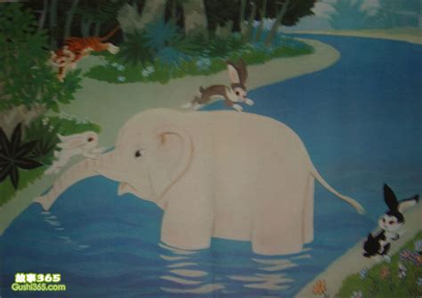 大象背小兔子过河,大象过河卡通,大象和猴子过河图片(第5页)_大山谷图库