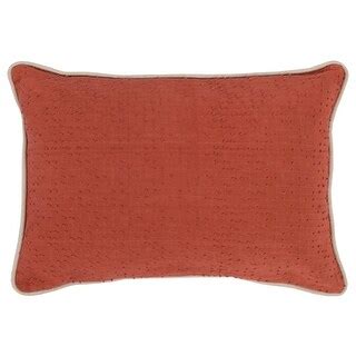 Textured Fabric Throw Pillow with Piping, Red and Cream - Red and Cream - Bed Bath & Beyond ...