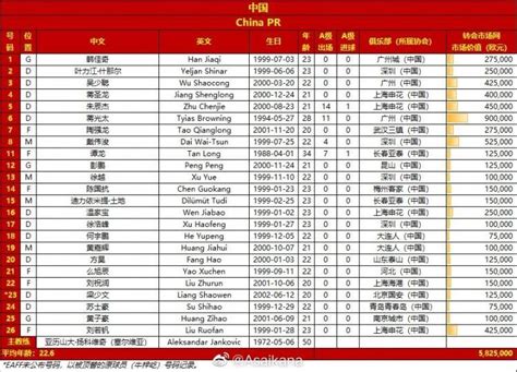 东亚杯名单公布：中国队总身价排名第三_凤凰网