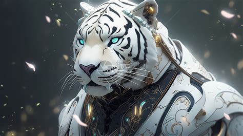 白老虎穿金色铠甲的战士头部特写插画图片下载-正版图片402467704-摄图网