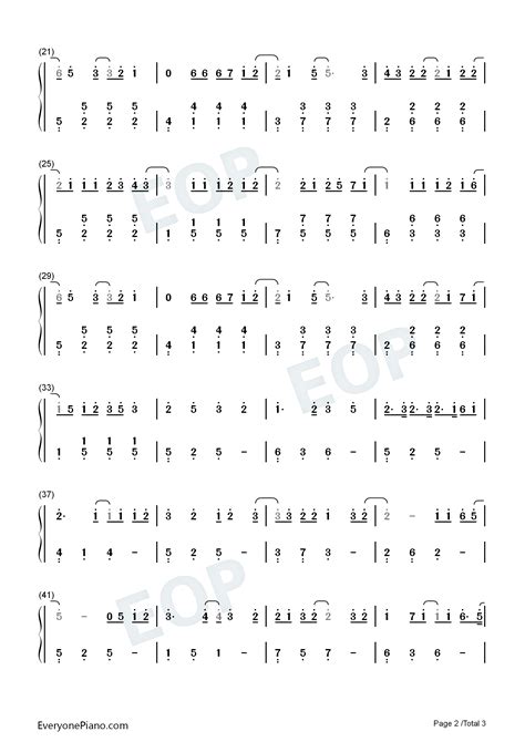 我喜欢你-C调简单版-时代少年团双手简谱预览2-钢琴谱文件（五线谱、双手简谱、数字谱、Midi、PDF）免费下载