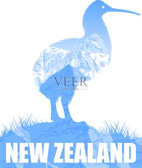 矢量新西兰插图与几维鸟插画图片素材_ID:330017526-Veer图库