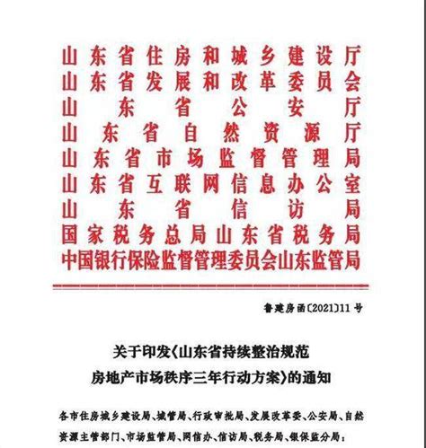 山东制定规范房地产市场秩序行动方案 持续开展三年市场秩序整治_部门