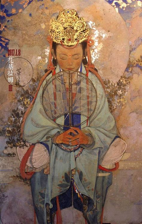 【岩彩】西藏的女财神——扎...-莲羊