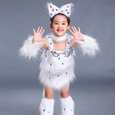 儿童动物小猫演出服女童波斯猫学猫叫舞台表演服幼儿可爱花猫舞蹈-阿里巴巴