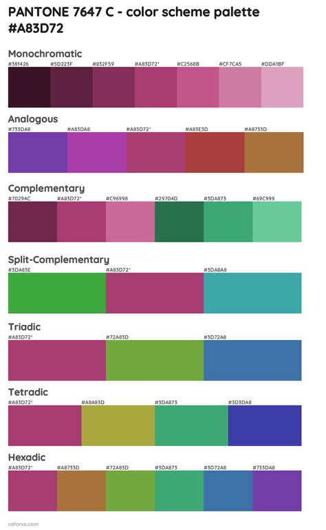 PANTONE 7647 C color palettes and color scheme combinations - colorxs.com