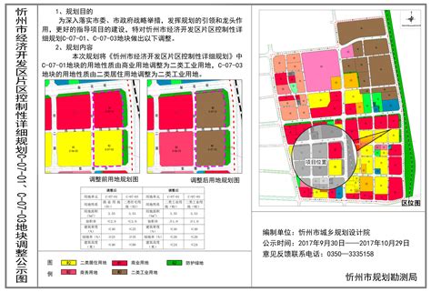 忻州经济开发区控制性详细规划C-07-01、C-07-03地块调整方案规划公示