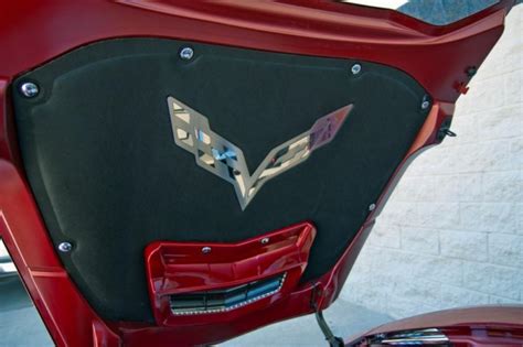 2014-2019 Corvette C7 Polished Stainless Steel Crossed Flags Hood ...
