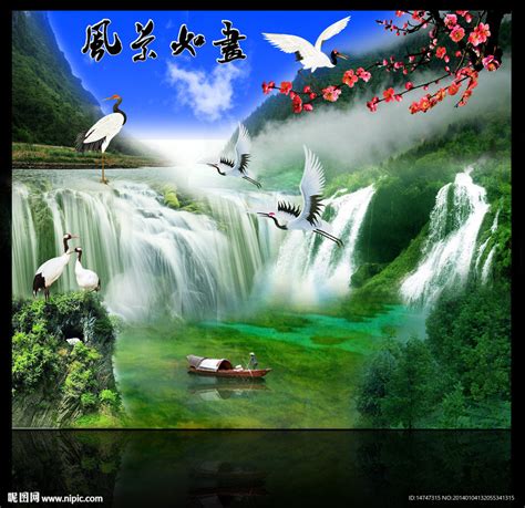 A013113-中式山水-风景如画 - 壁画_米亚壁画_精品壁画-中国壁画网