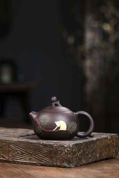 灵猴西施 宜兴紫砂壶原矿黑金刚手工泥绘礼品茶具一件代发-阿里巴巴