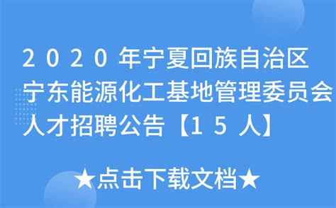 2020年宁夏回族自治区宁东能源化工基地管理委员会人才招聘公告【15人】