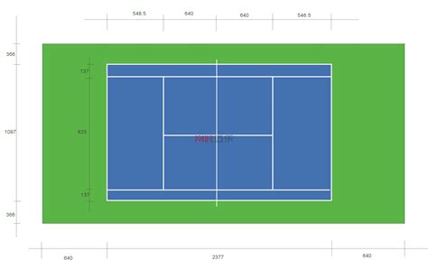 塑胶标准网球场大小尺寸图-长沙迈乐体育设施有限公司