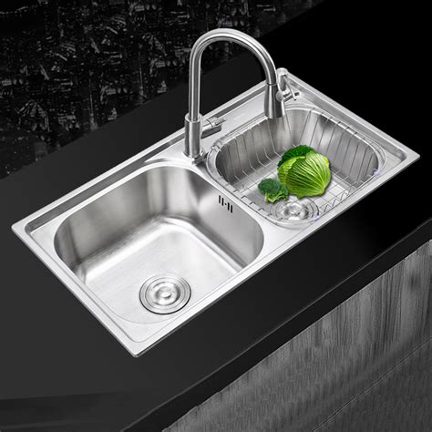 厨房水槽大单槽加厚304不锈钢家用洗菜池水池洗菜盆洗碗槽-阿里巴巴