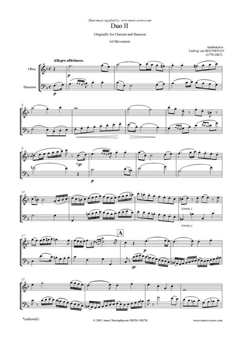贝多芬：双簧管大管二重奏 - 全屏看谱