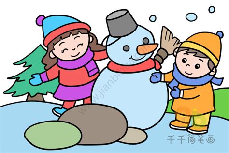手绘卡通冬天堆雪人素材图片免费下载-千库网